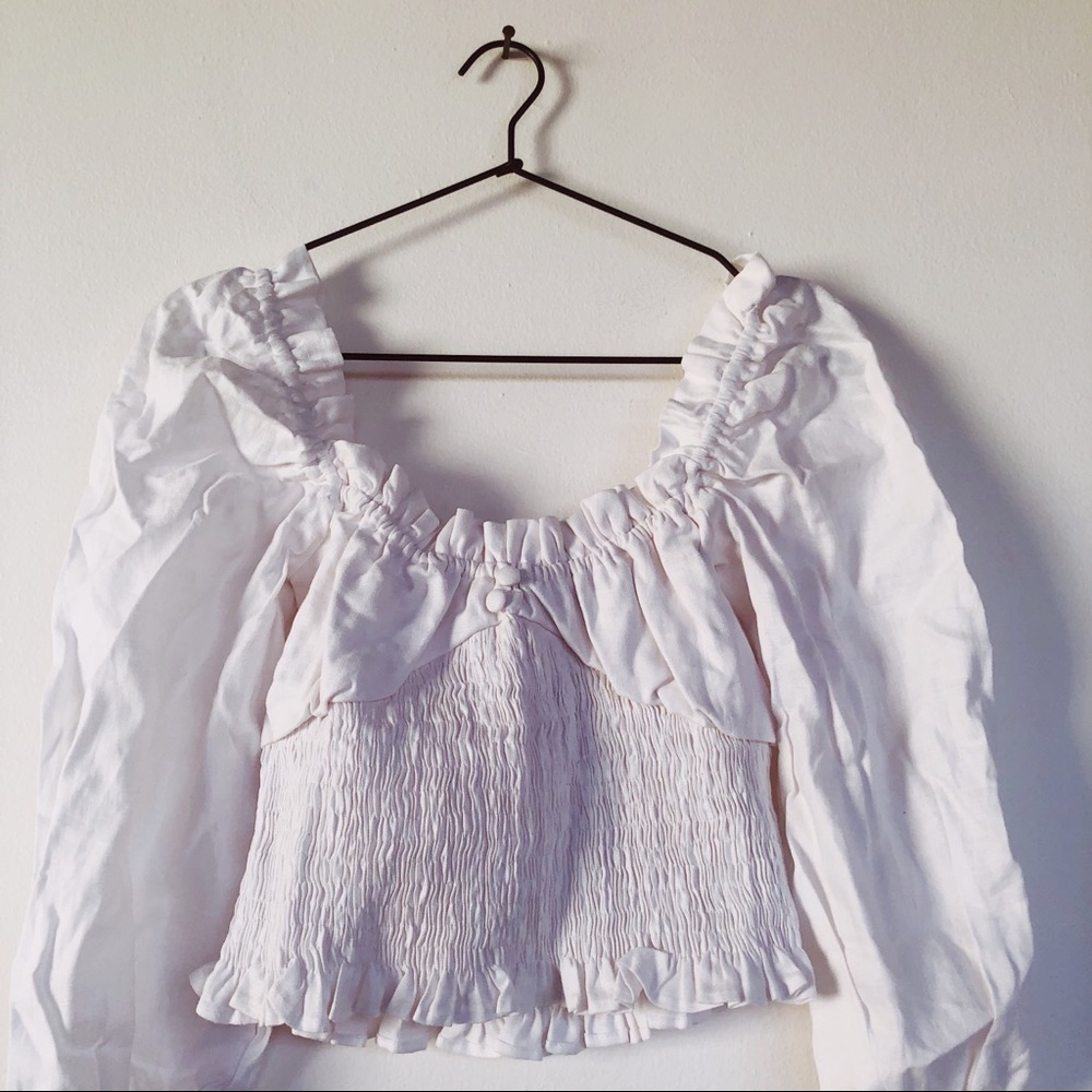 FAITHFULL THE BRAND Bel Rose Top Plain White S - Picture 8 of 9